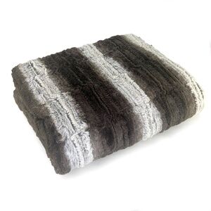 Brown & Off-White Faux Mountain Fox Throw Blanket